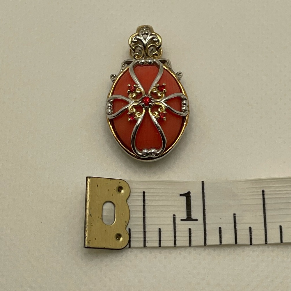 Gems en Vogue Salmon Coral Sapphire Pendant - Picture 3 of 14